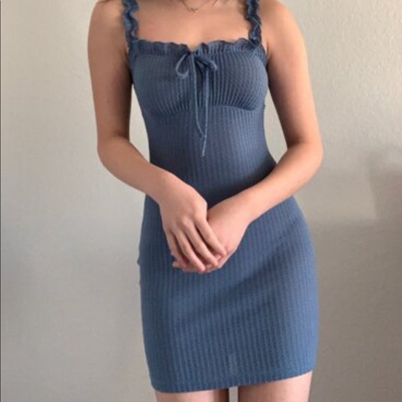 Frilly Ruched Waffle knit dress - Picture 1 of 10